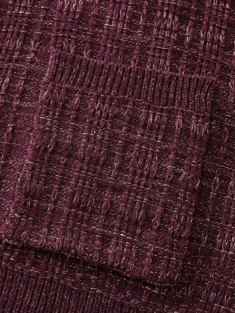 Textured Metallic Thread Button Knit Cardigan