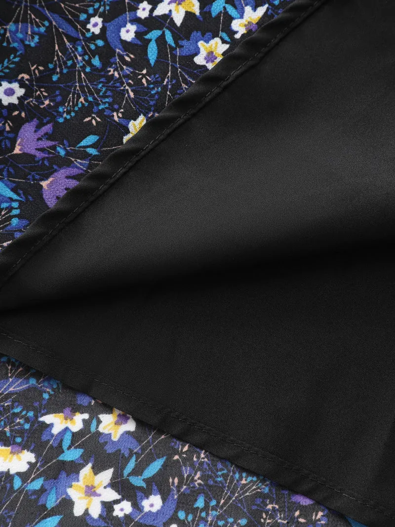 Floral Back-Tie Pockets Midi Dress