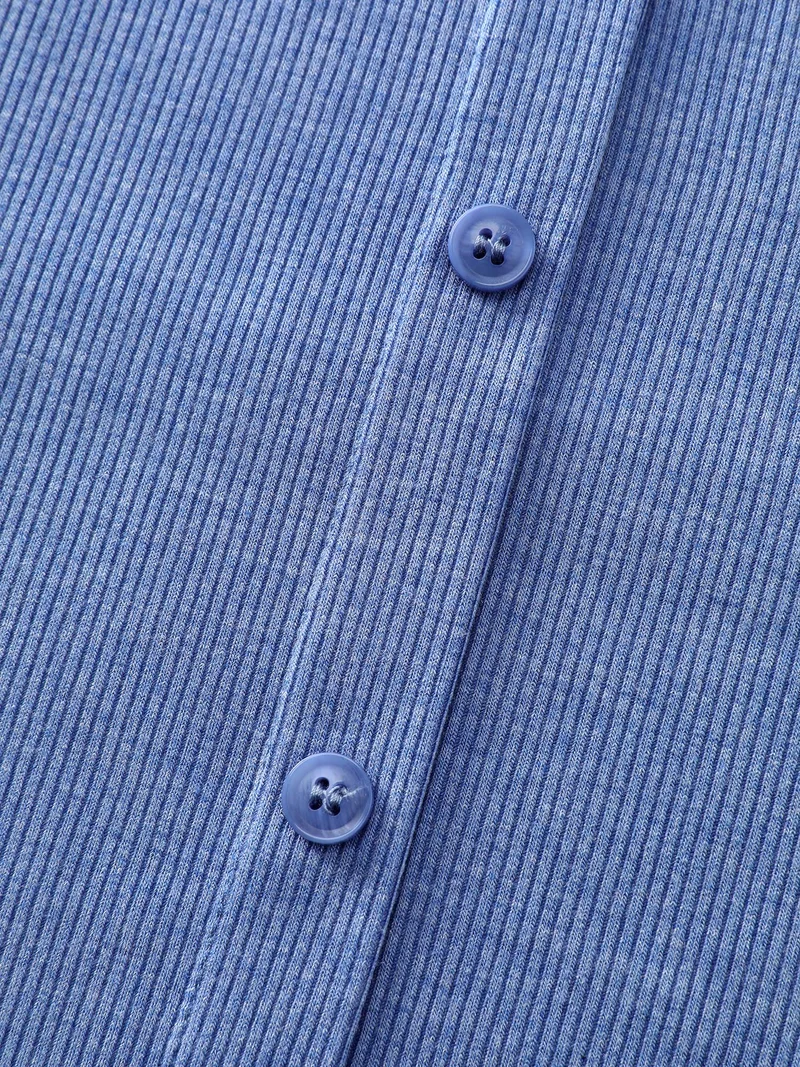 Puppy Embroidery Buttons Fitted T-Shirt