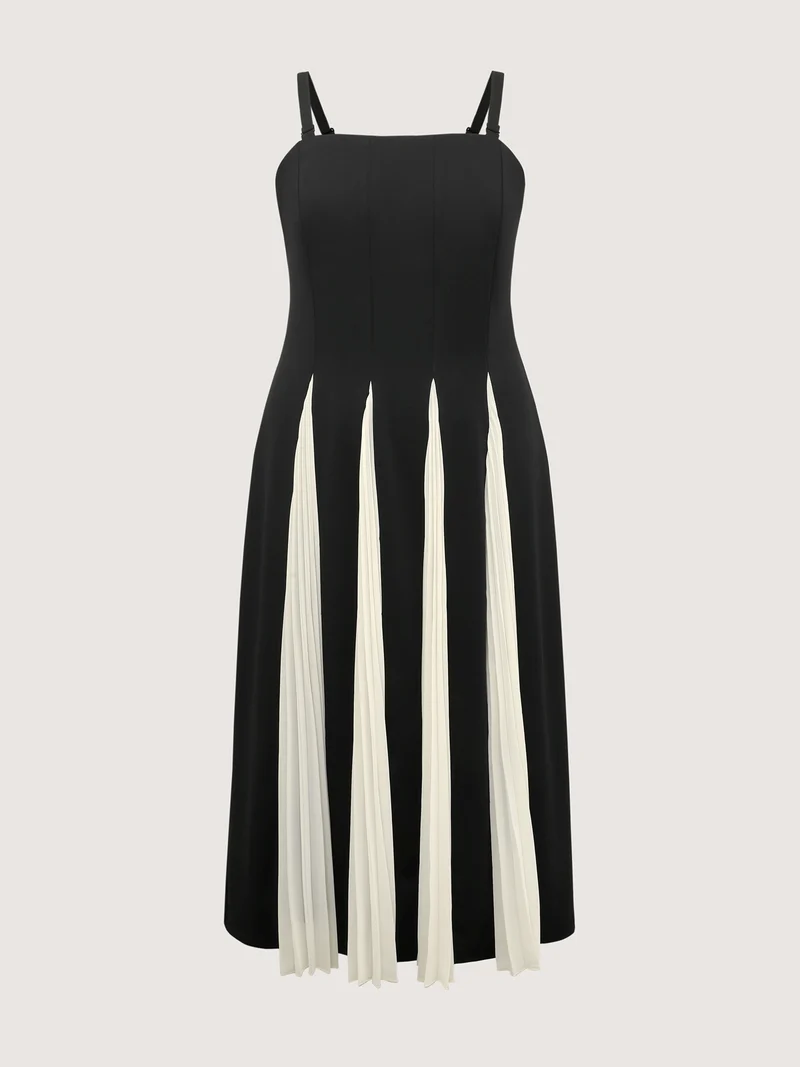 Stripes Color Contrast Detachable Straps Maxi Dress