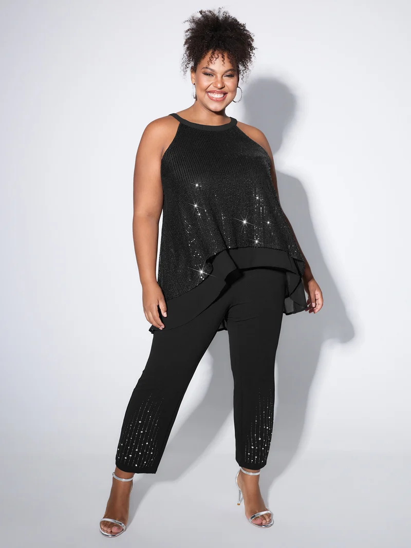 Layered High-Low Hem Tunic Tank Top