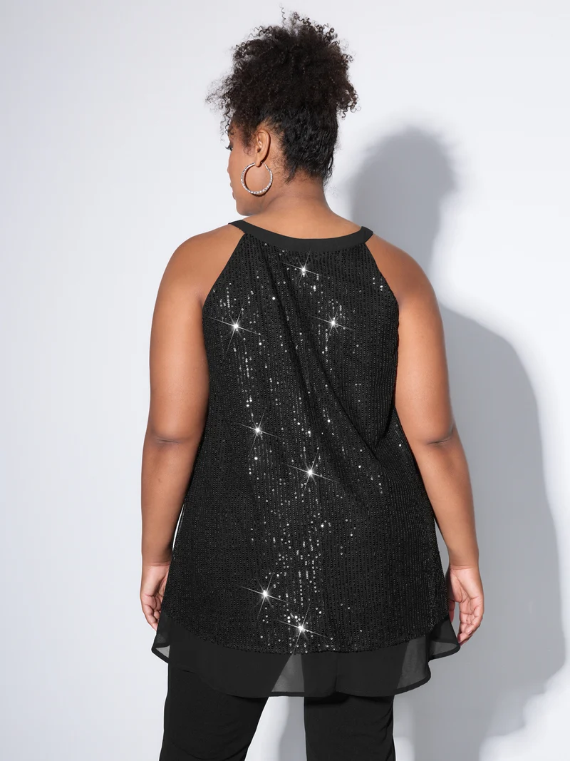 Layered High-Low Hem Tunic Tank Top