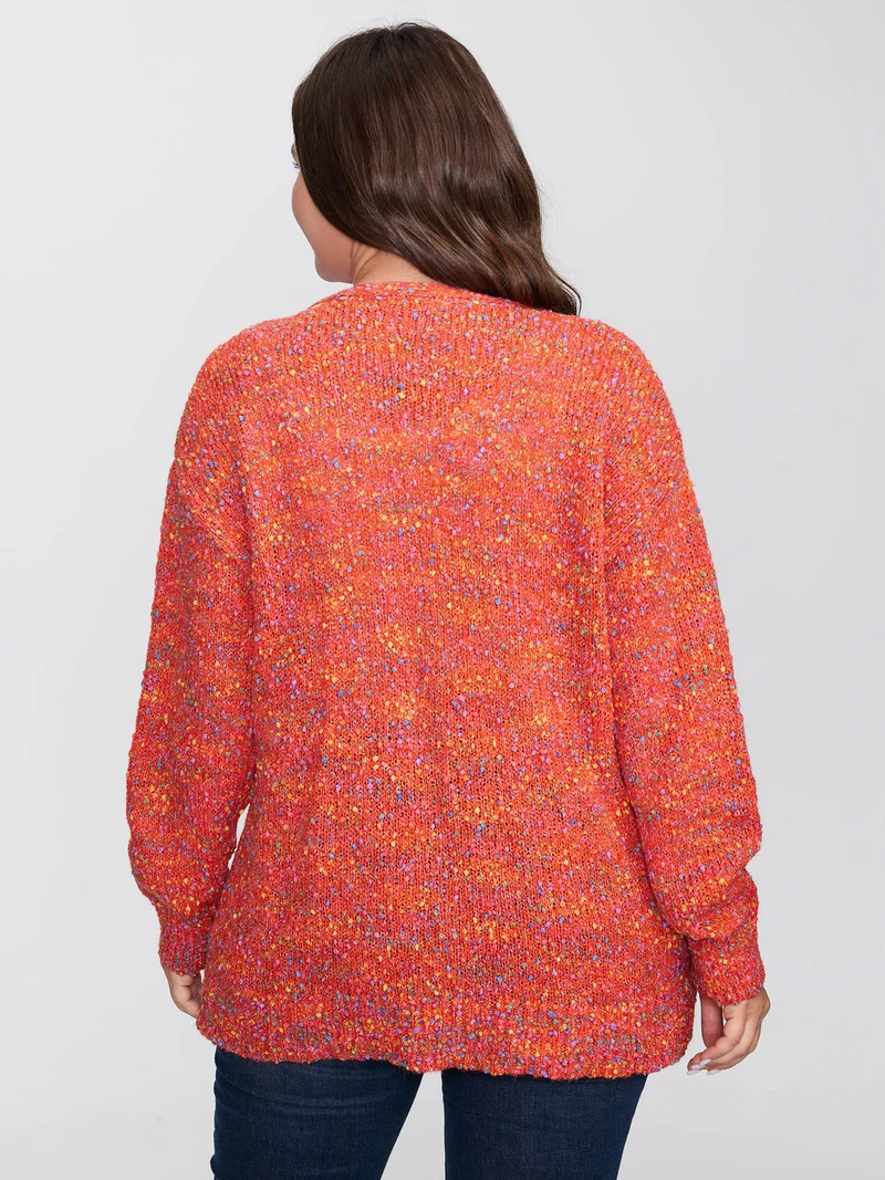 Speckled Textured Pockets Knit Cardigan