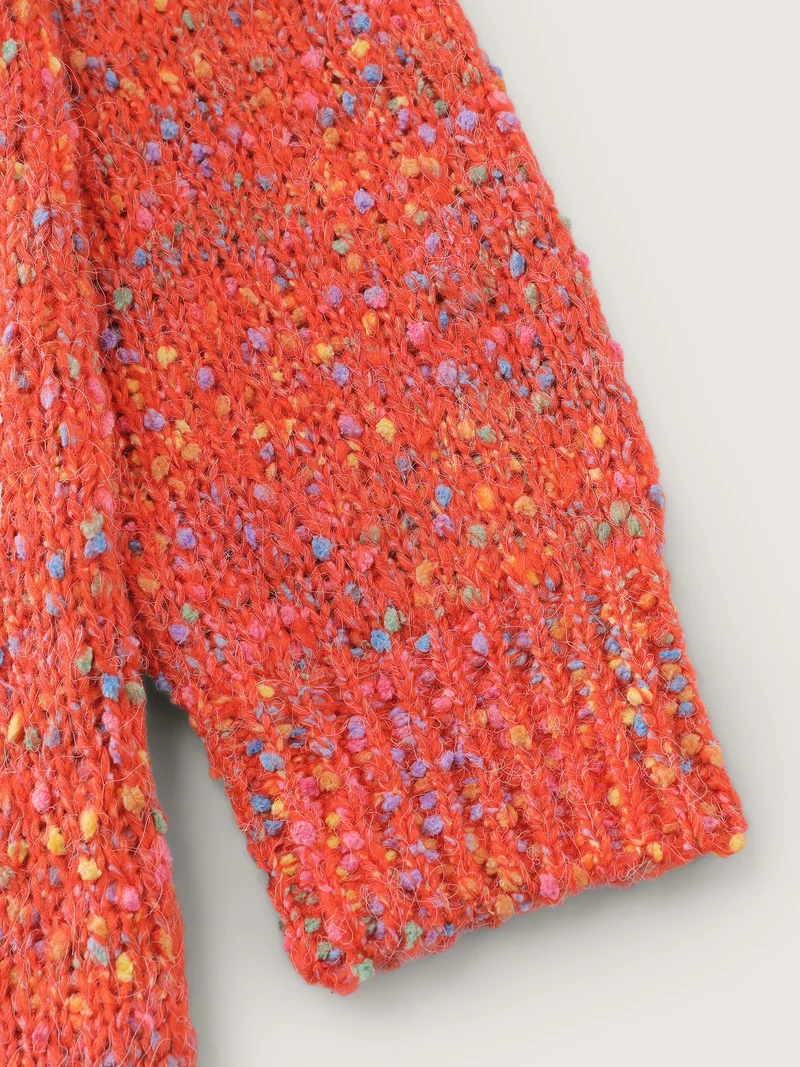 Speckled Textured Pockets Knit Cardigan