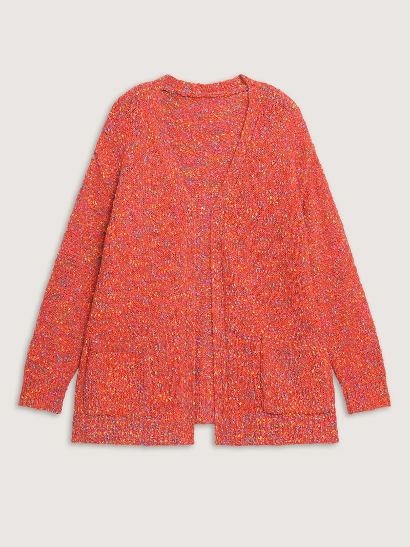 Speckled Textured Pockets Knit Cardigan
