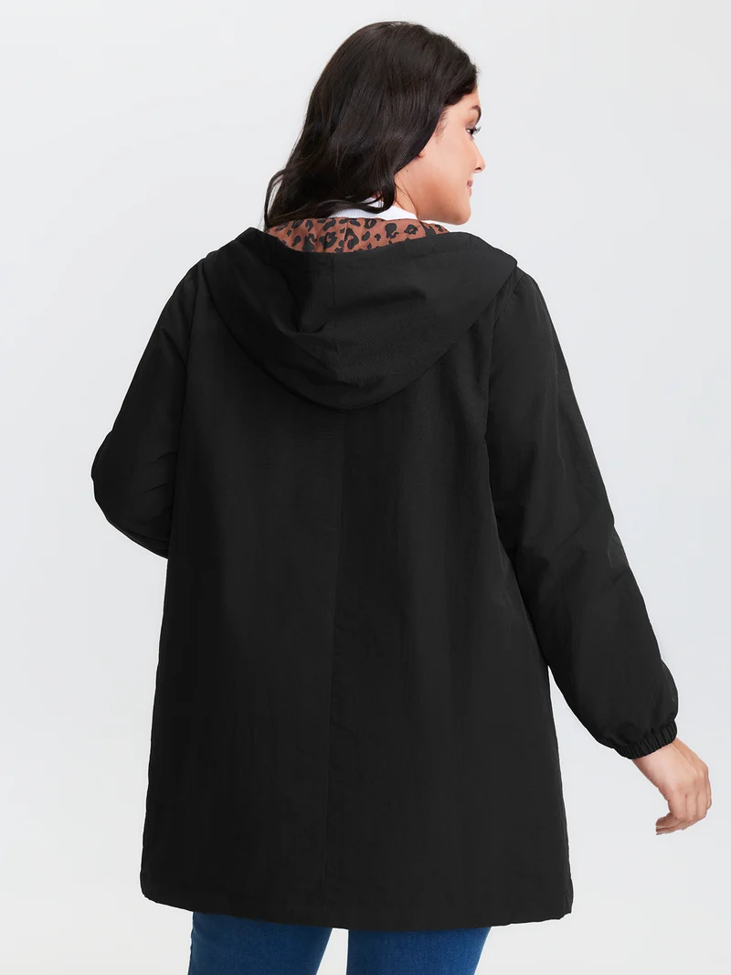 Quilted Mixed Material Hooded Jacket