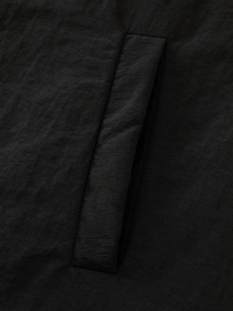 Quilted Mixed Material Hooded Jacket