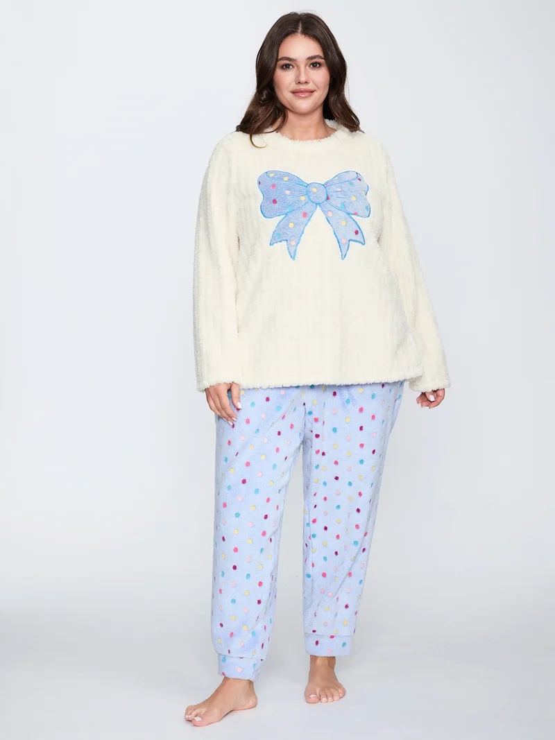 Bow Beautiful Applique Embroidery Lounge Top
