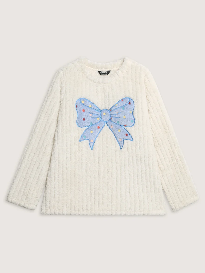 Bow Beautiful Applique Embroidery Lounge Top