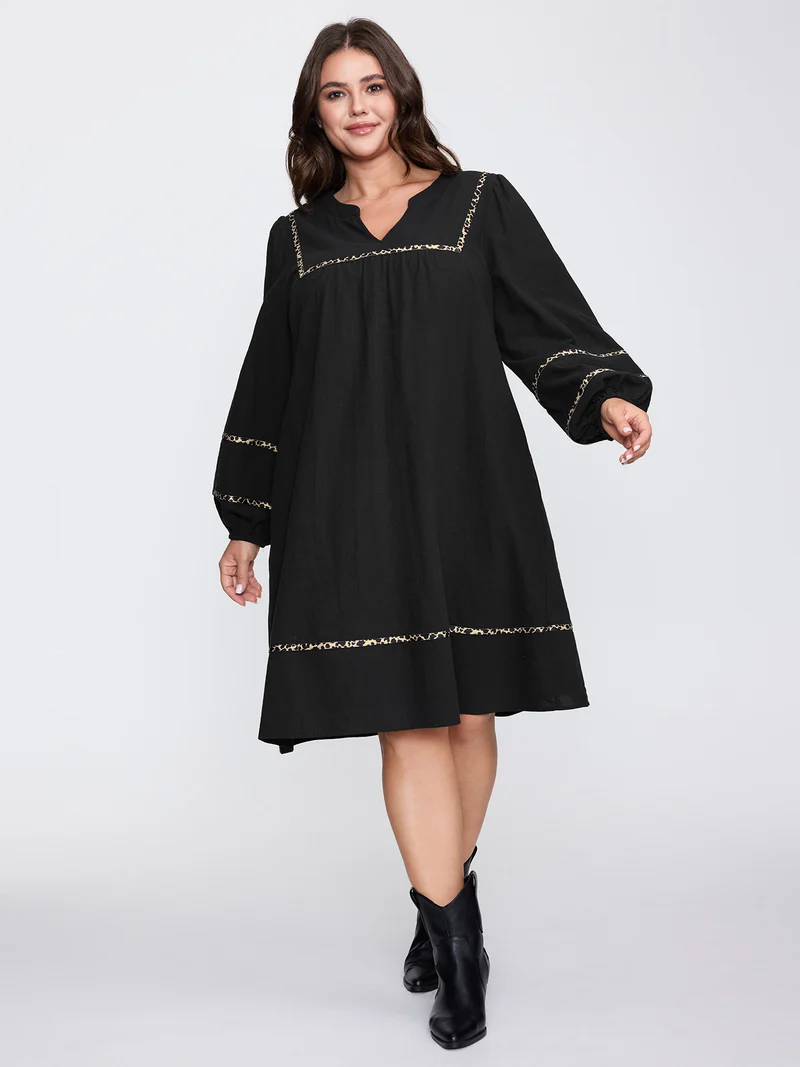 Cotton Leopard Print Notched Collar Midi Dress