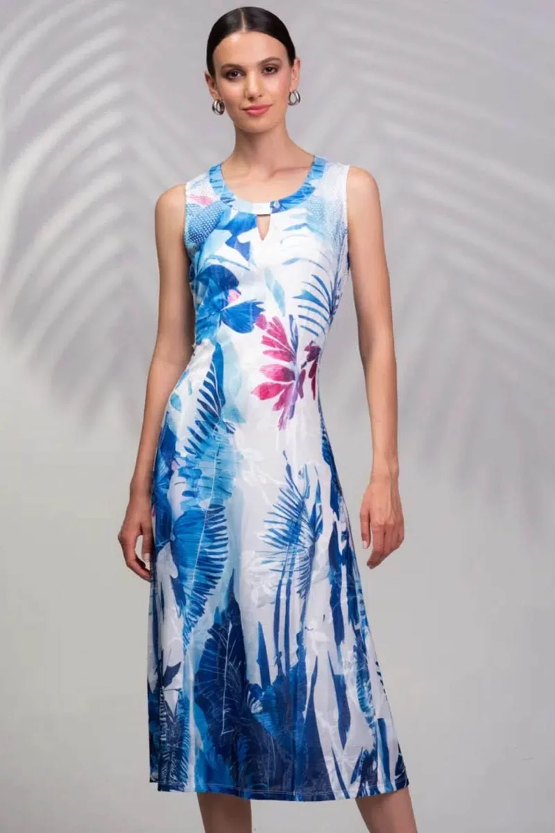 Robe midi à imprimé tropical