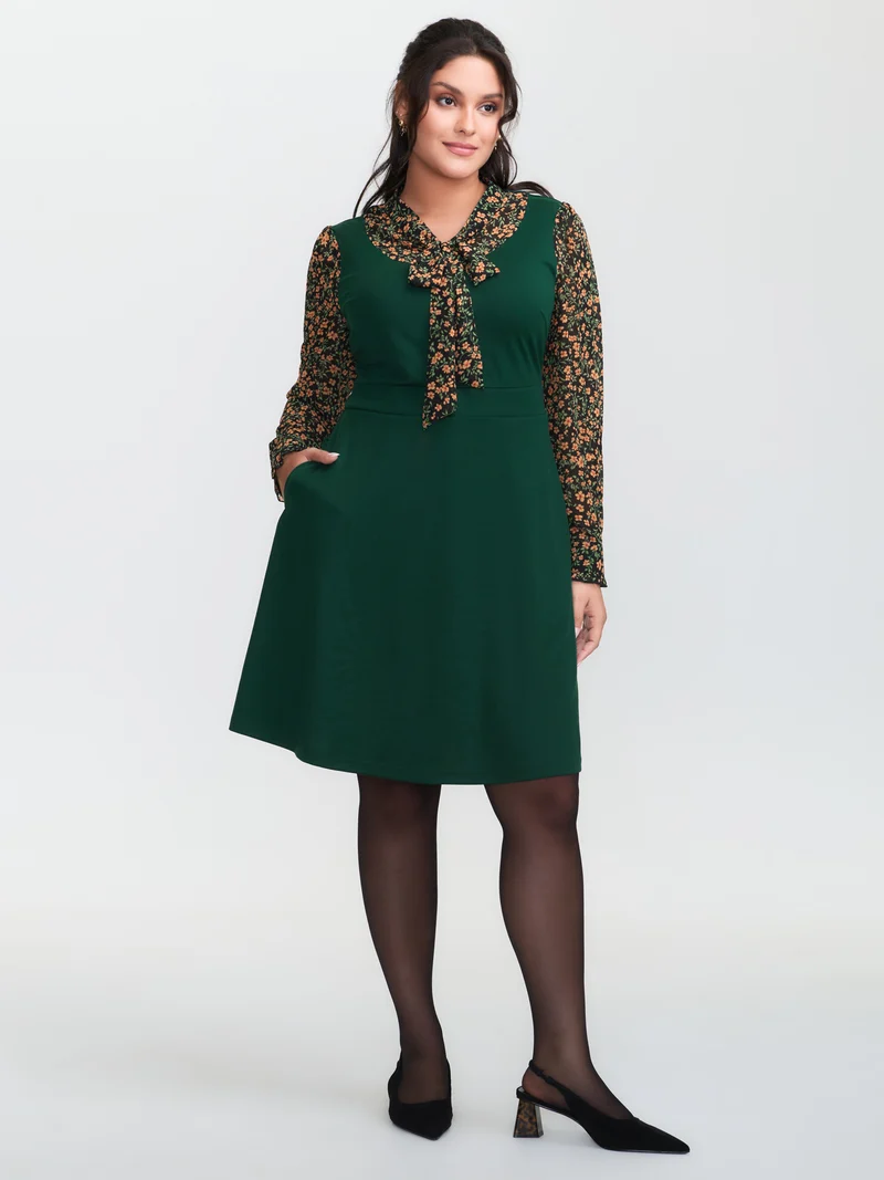 Chiffon Floral Print Stretchy Midi Dress