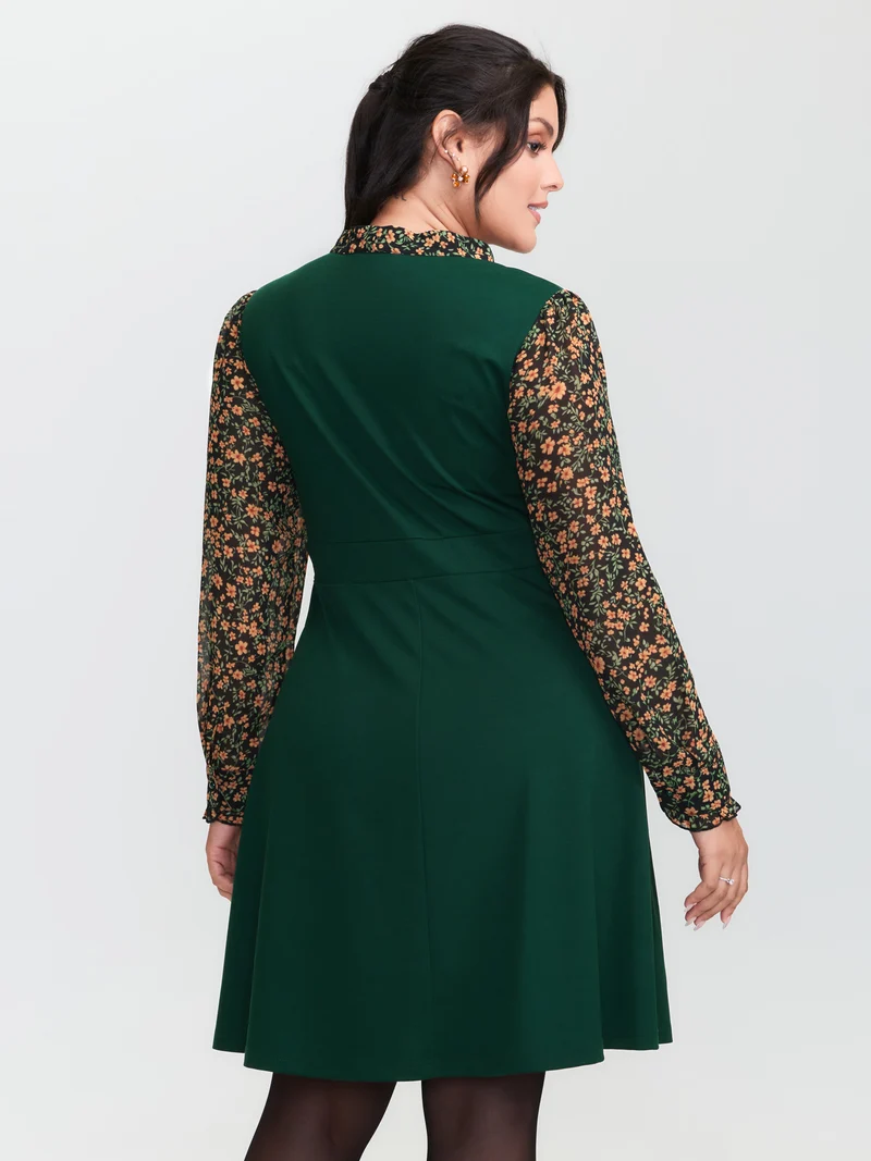 Chiffon Floral Print Stretchy Midi Dress