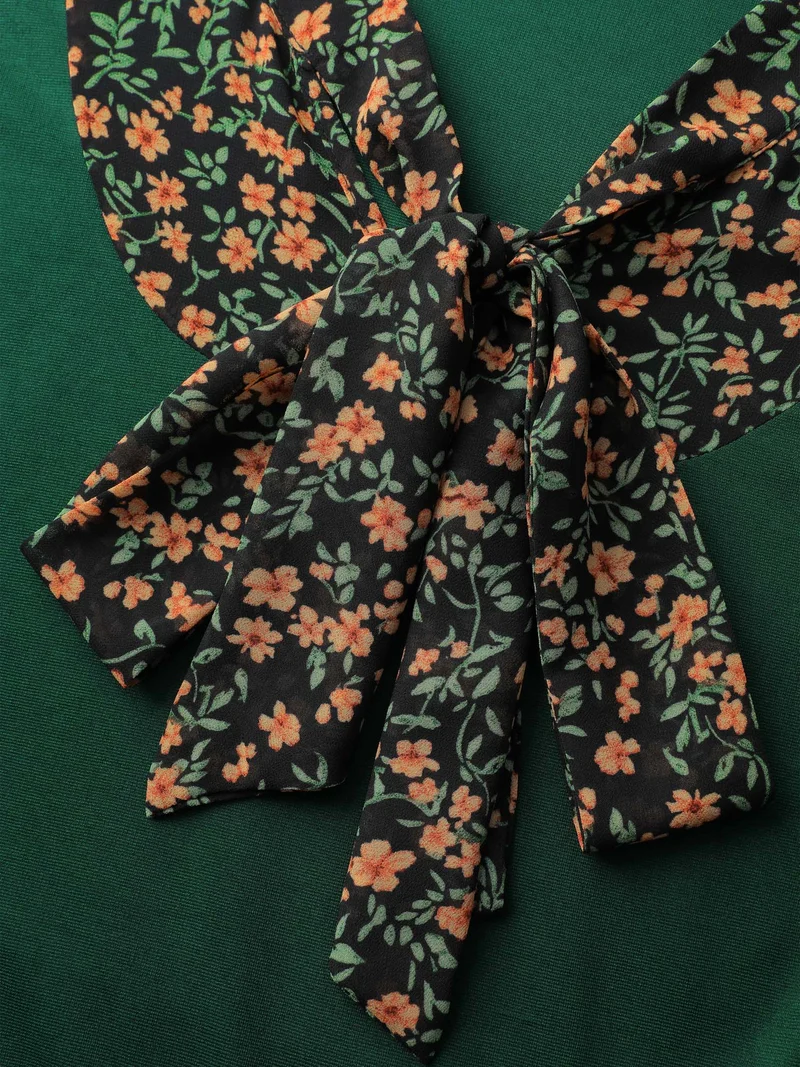 Chiffon Floral Print Stretchy Midi Dress