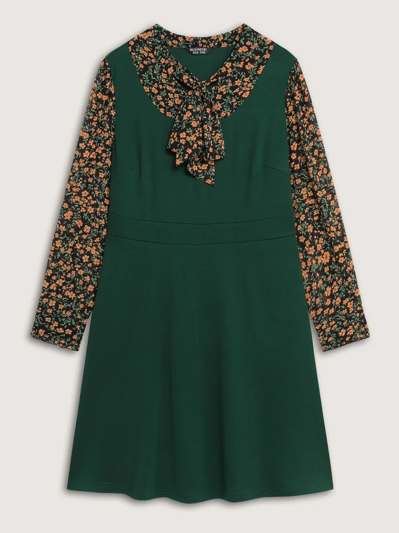 Chiffon Floral Print Stretchy Midi Dress