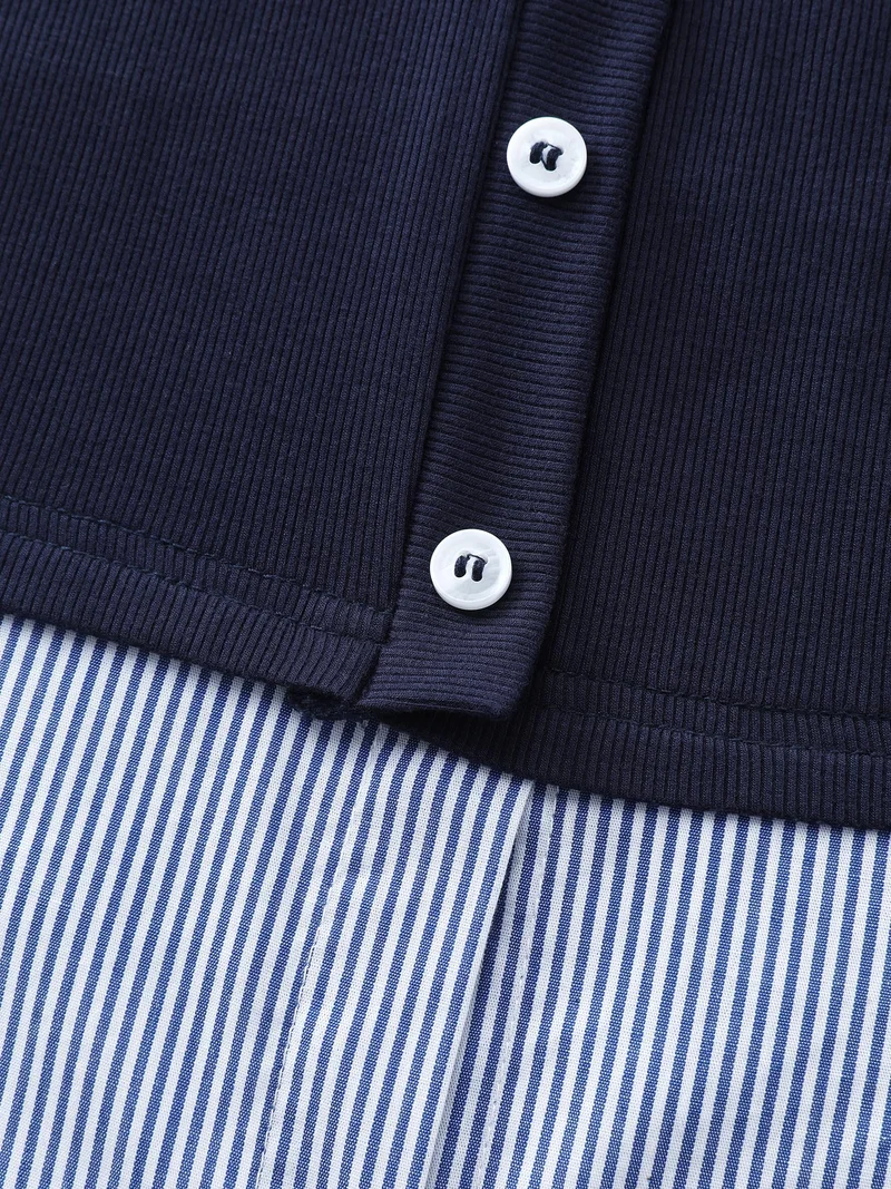 2-in-1 Color Contrast Woven T-Shirt