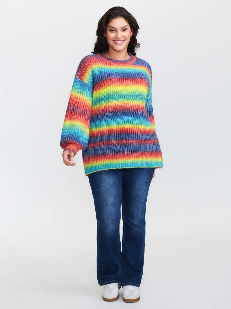 Bright and Cozy Stripe Heather Pullover