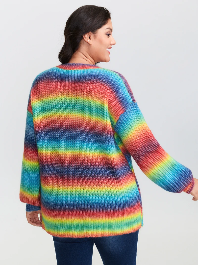 Bright and Cozy Stripe Heather Pullover