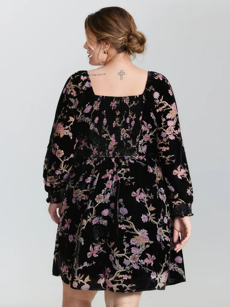 Floral Print Bust-Ease Luxe Knee-Length Dress