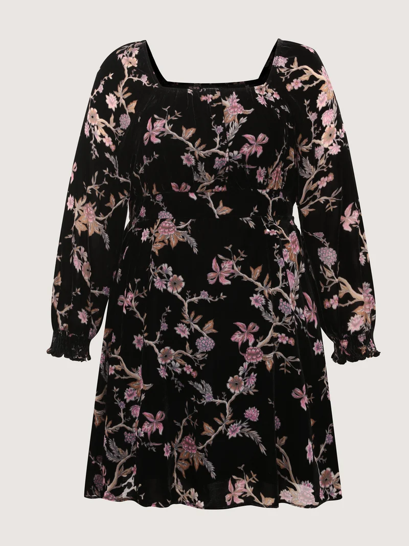 Floral Print Bust-Ease Luxe Knee-Length Dress