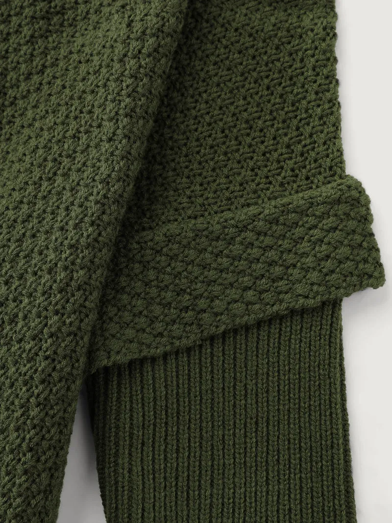 Cableknit Turtleneck Flowy Hem Pullover