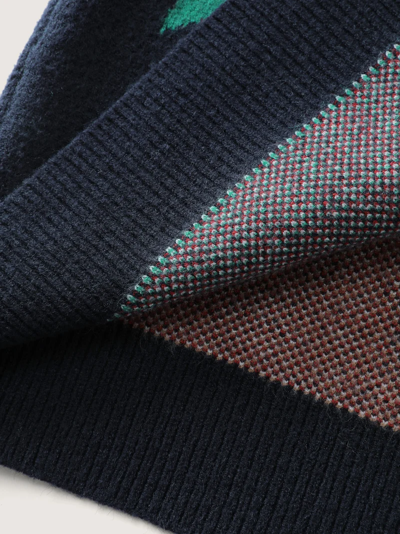 Holiday Pattern Collar Button Knit Cardigan