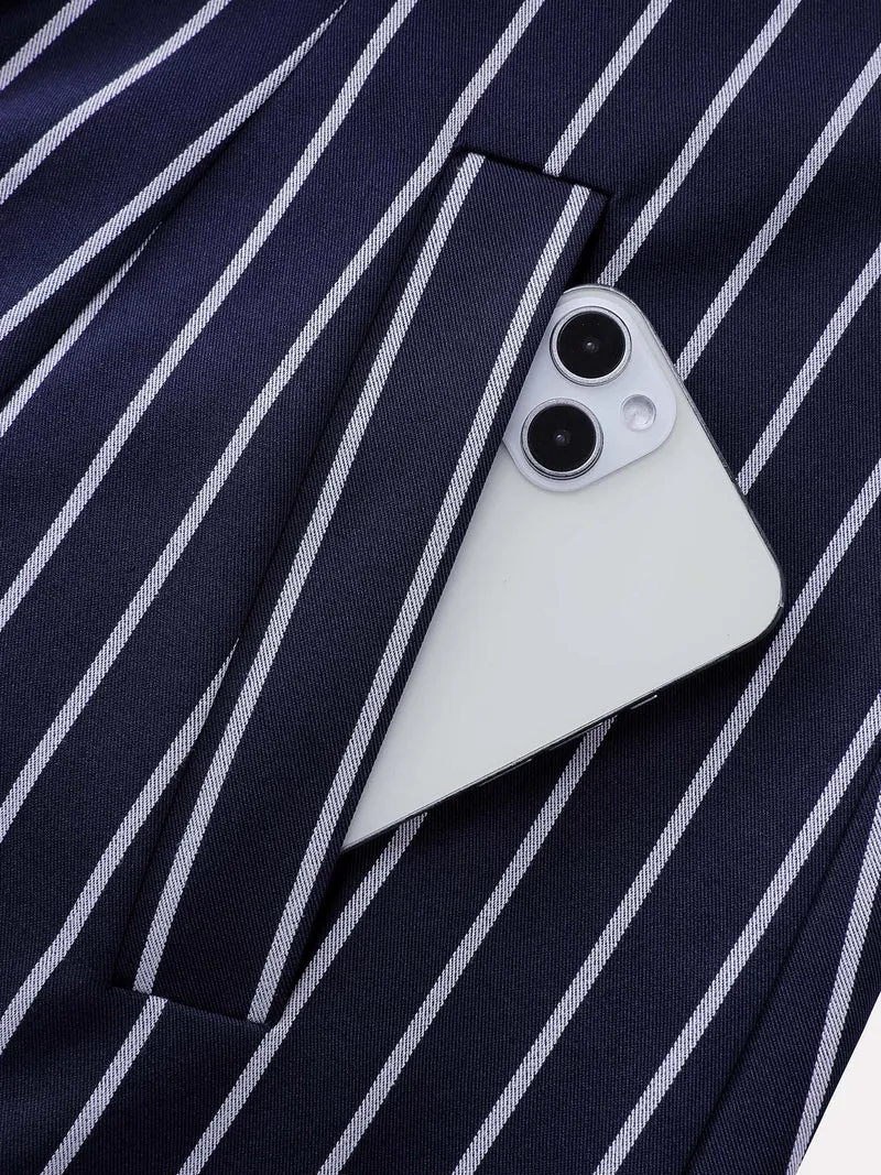 Color Contrast Stripe Double Button Midi Dress