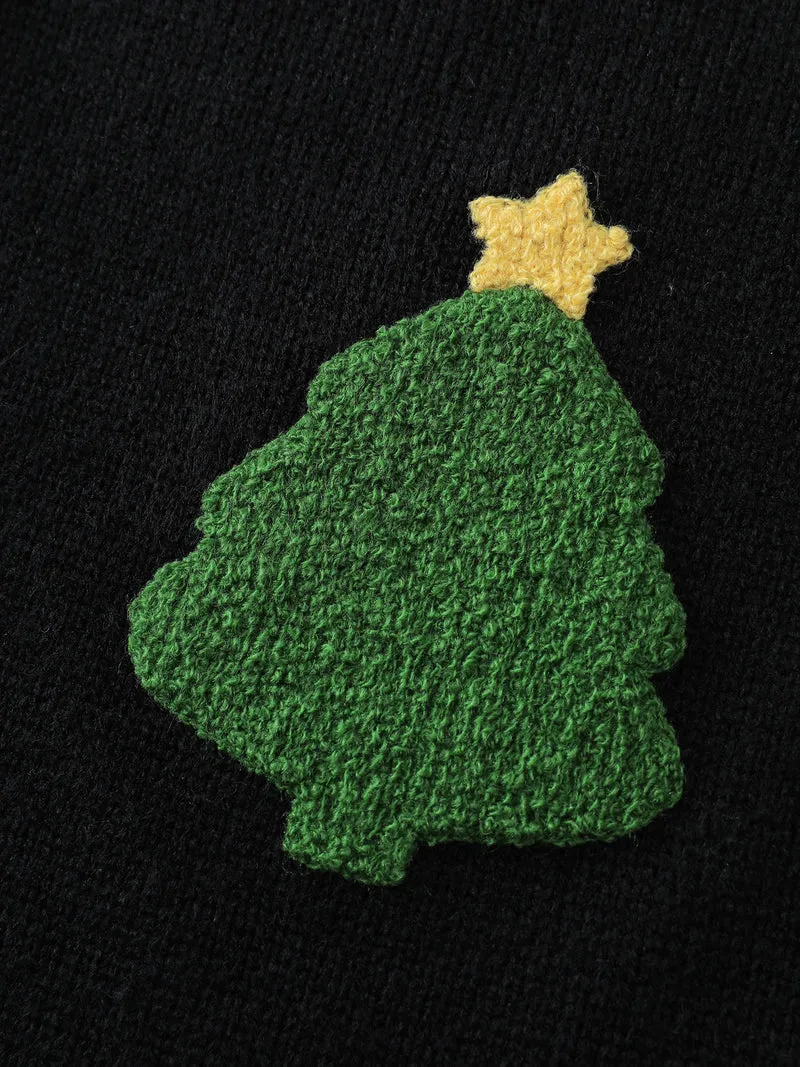 Gingerbread Santa Embroidery Knit Cardigan