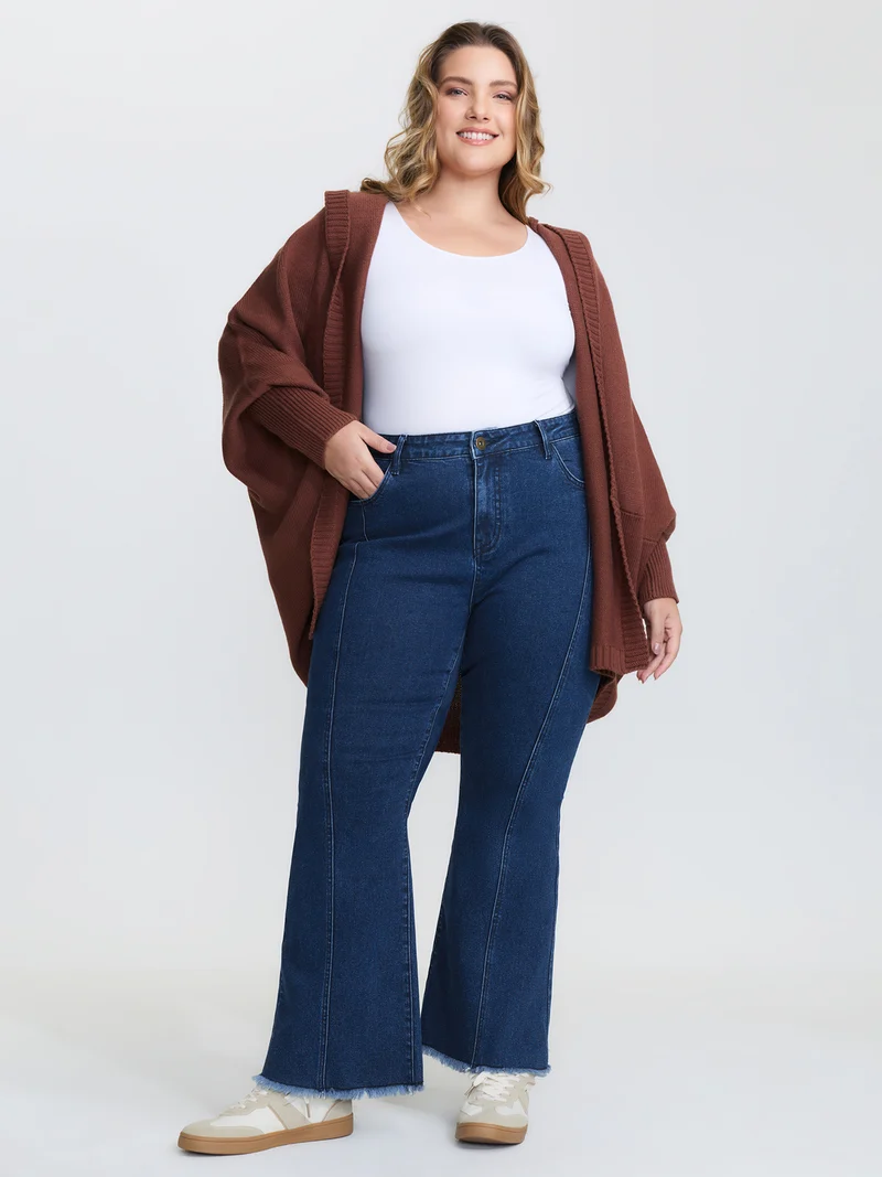 Mid Rise Patchwork Panel Flared Jeans