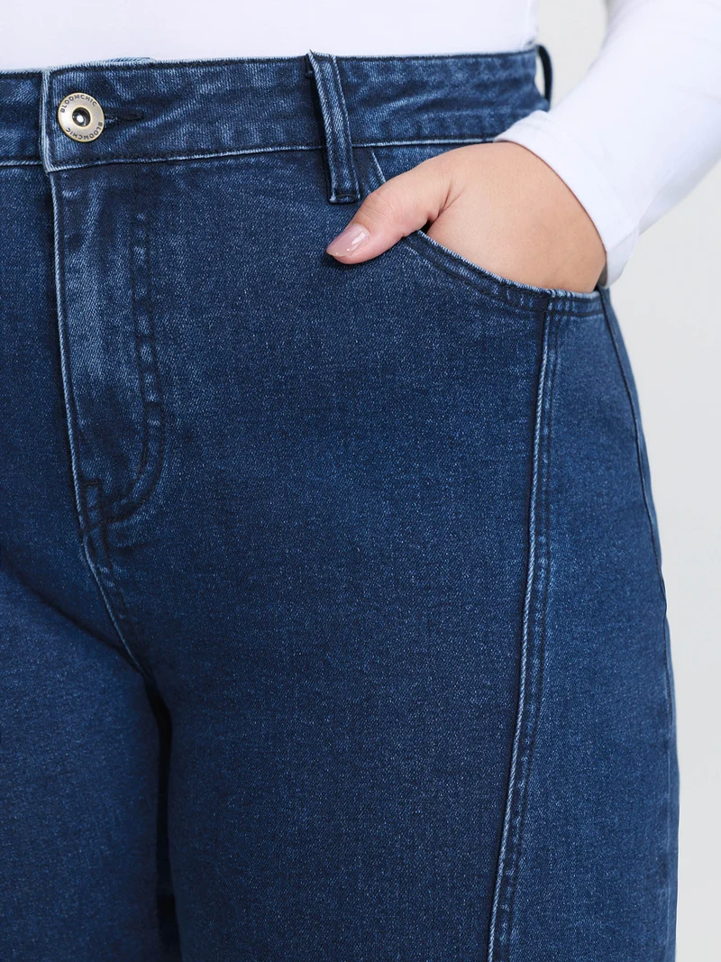 Mid Rise Patchwork Panel Flared Jeans