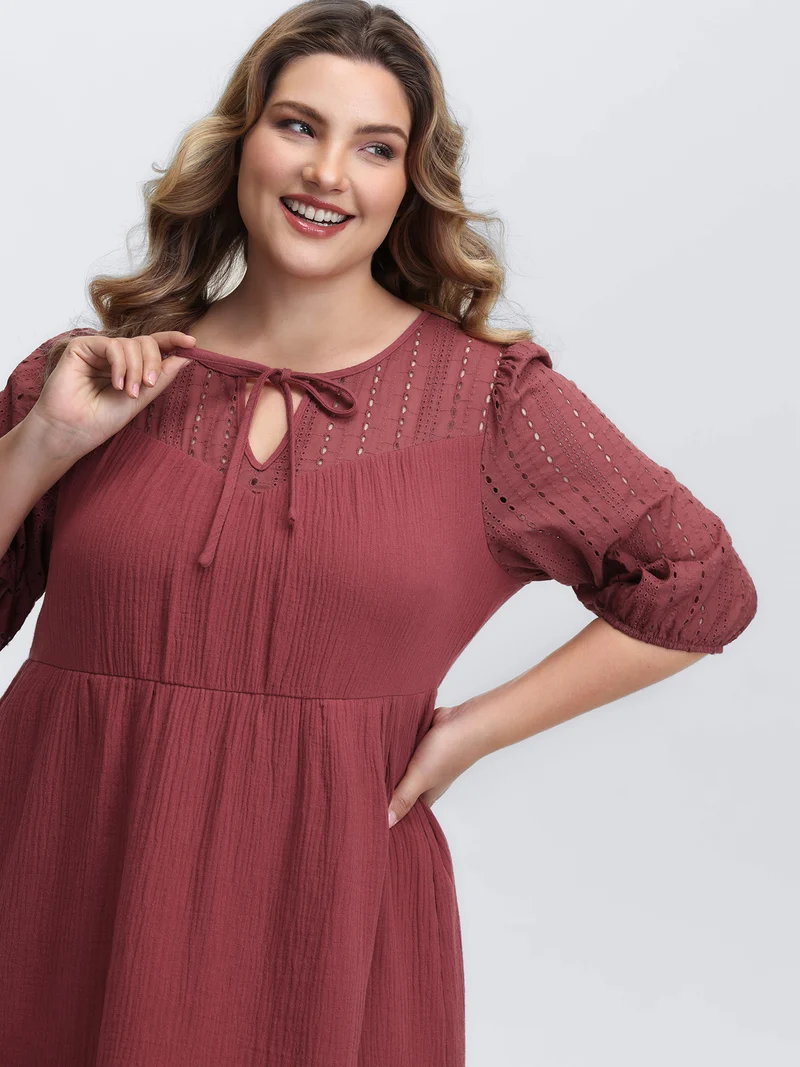 Pure Cotton Cut-Out Tiered Midi Dress