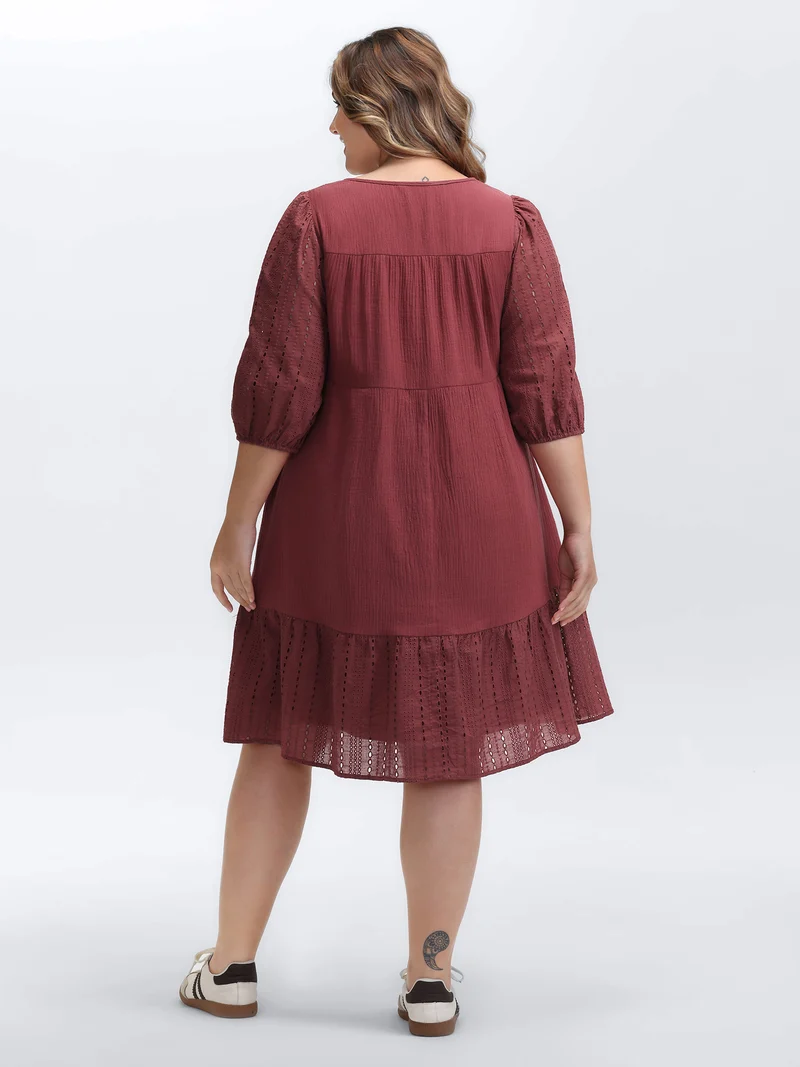 Pure Cotton Cut-Out Tiered Midi Dress
