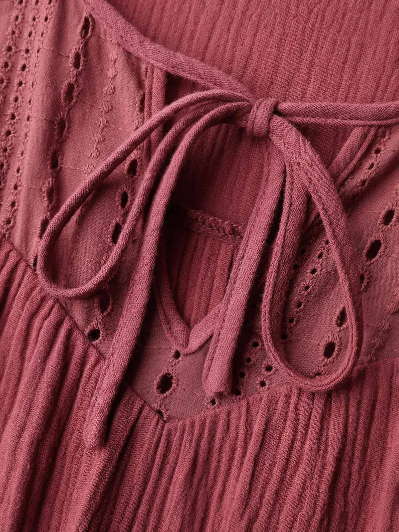 Pure Cotton Cut-Out Tiered Midi Dress