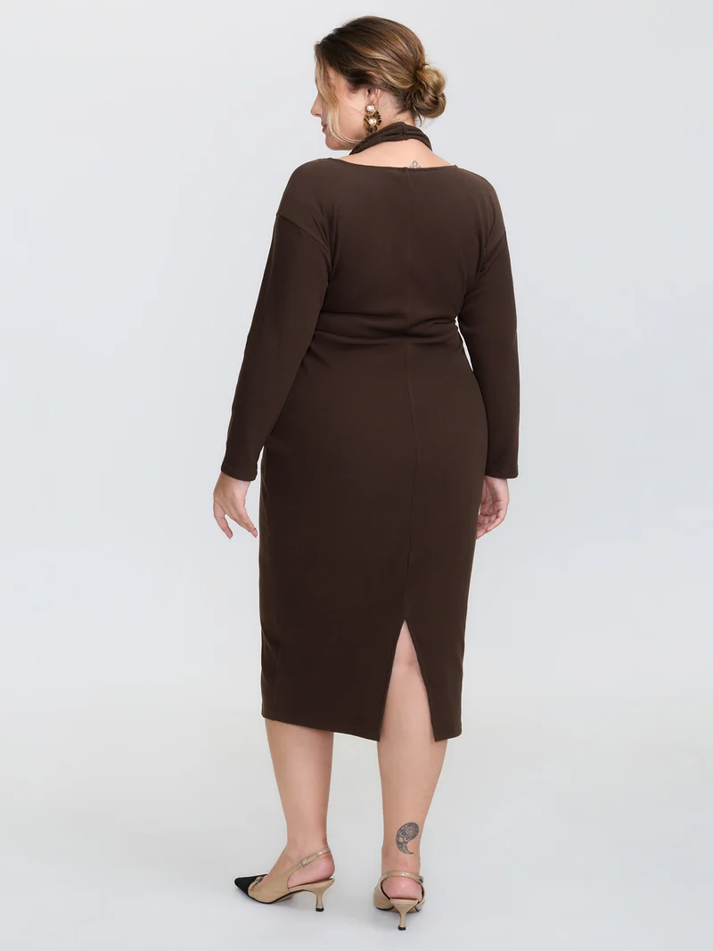 2-in-1 Cozy Figure-Hugging Midi Dress