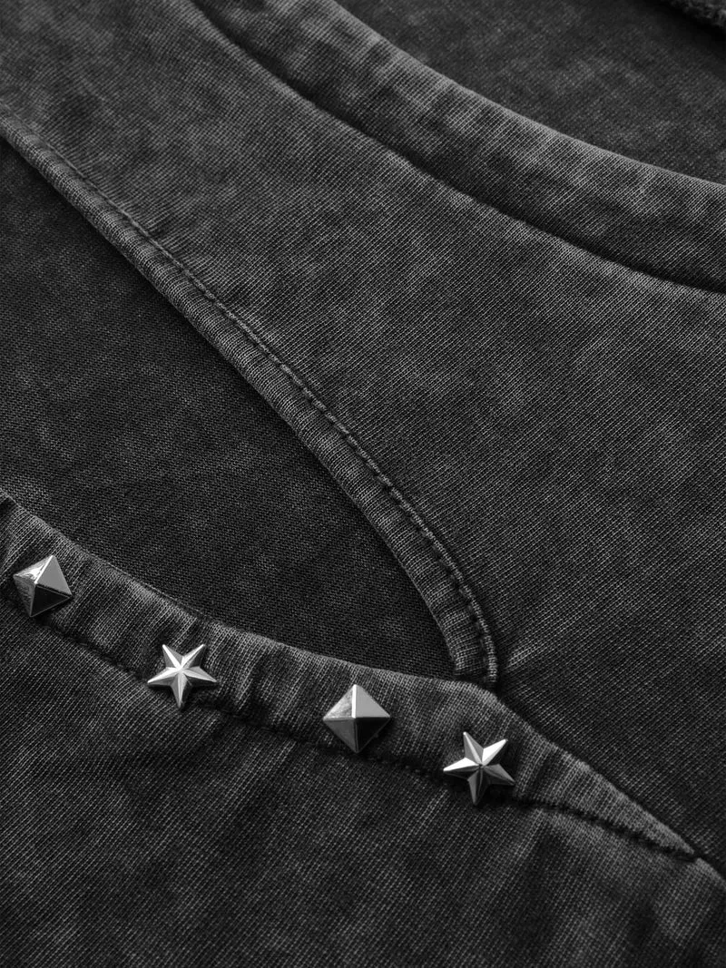 Vintage Cut Out Star Rivet Details Tank Top