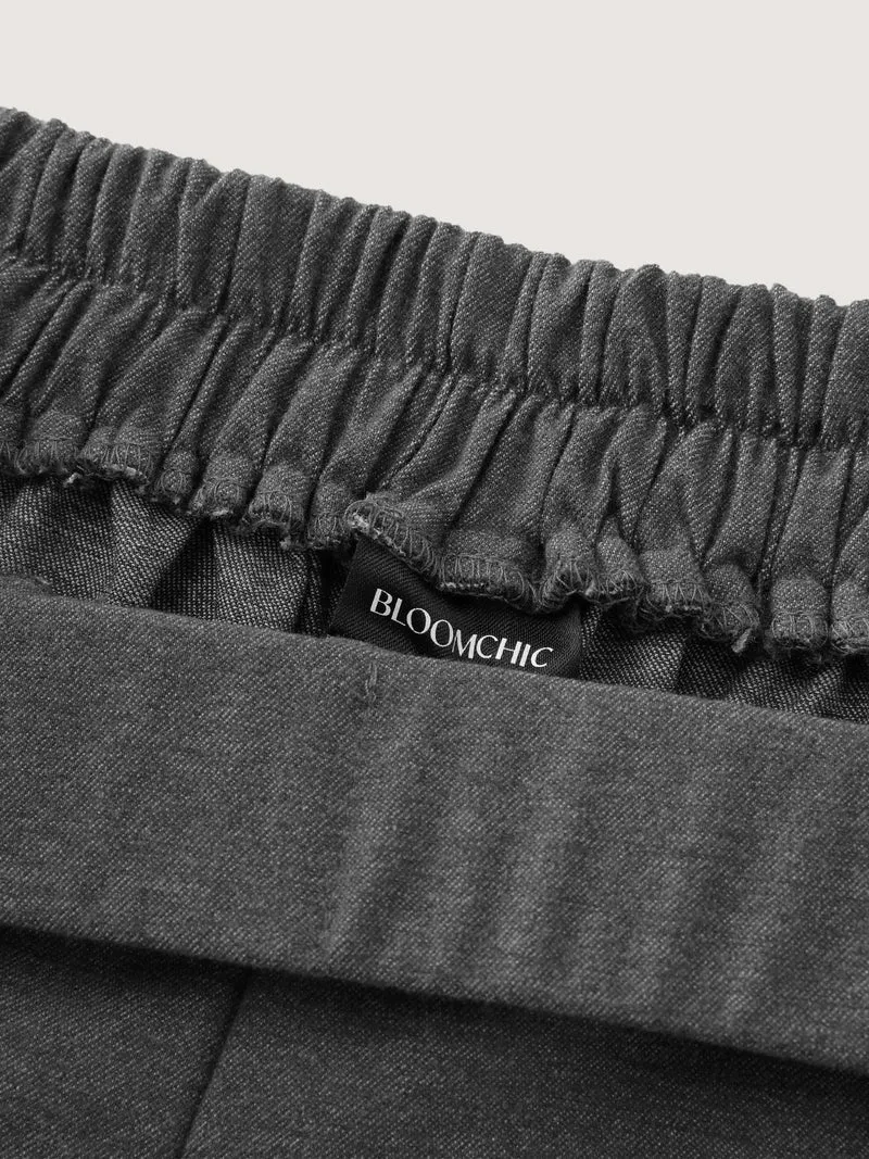 Pleated Elastic Waistband Wide-Leg Pants