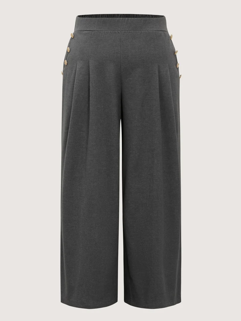 Pleated Elastic Waistband Wide-Leg Pants