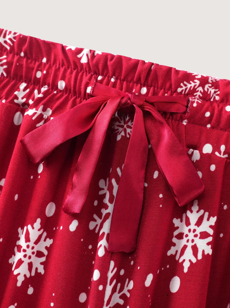 Snowflake Pattern Drawstring Waist Lounge Bottoms