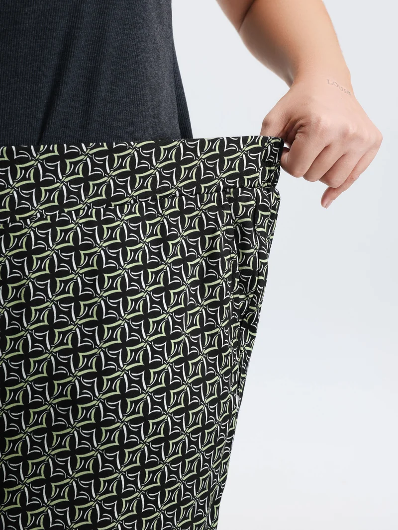 Geometric Print Stretchy Waist Wide-Leg Pants