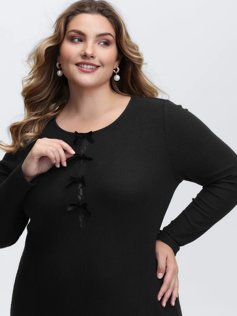 Cut-Out Bowknot Fitted Midi Dress