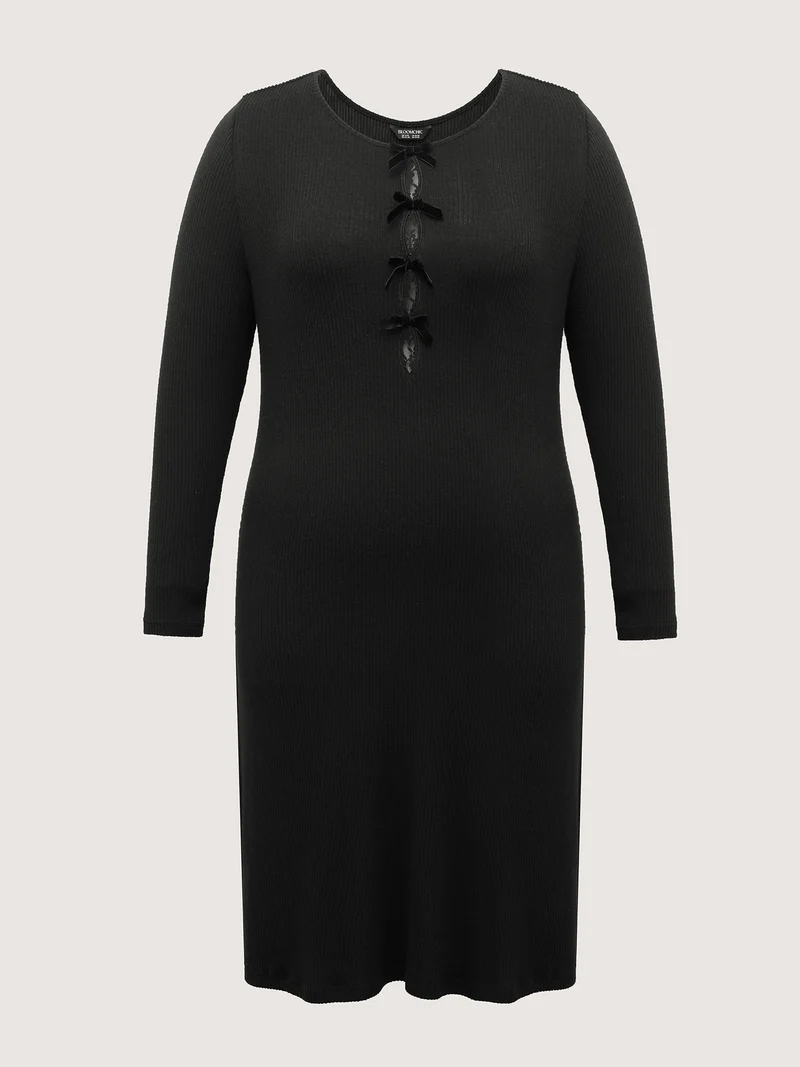 Cut-Out Bowknot Fitted Midi Dress