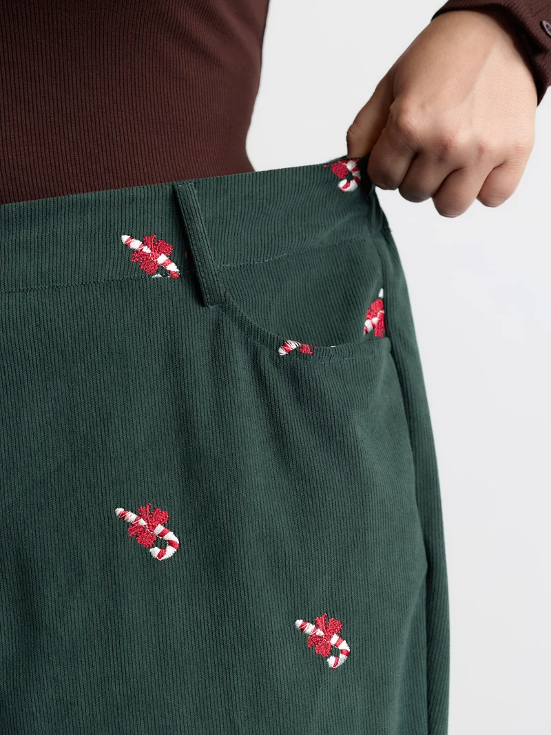 Holiday Candy Embroidery Pants