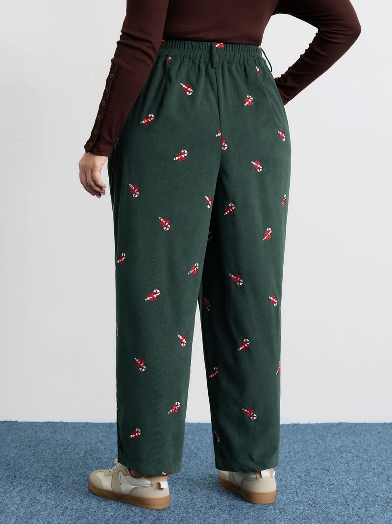 Holiday Candy Embroidery Pants