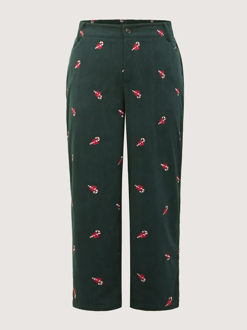 Holiday Candy Embroidery Pants
