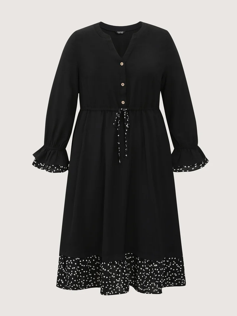 Polka Dots Toothpick Pleats Midi Dress