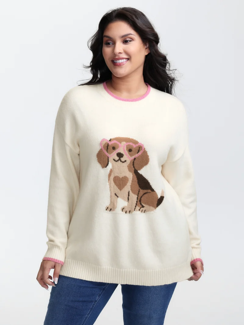 Cute Pet Pattern Jacquard Pullover
