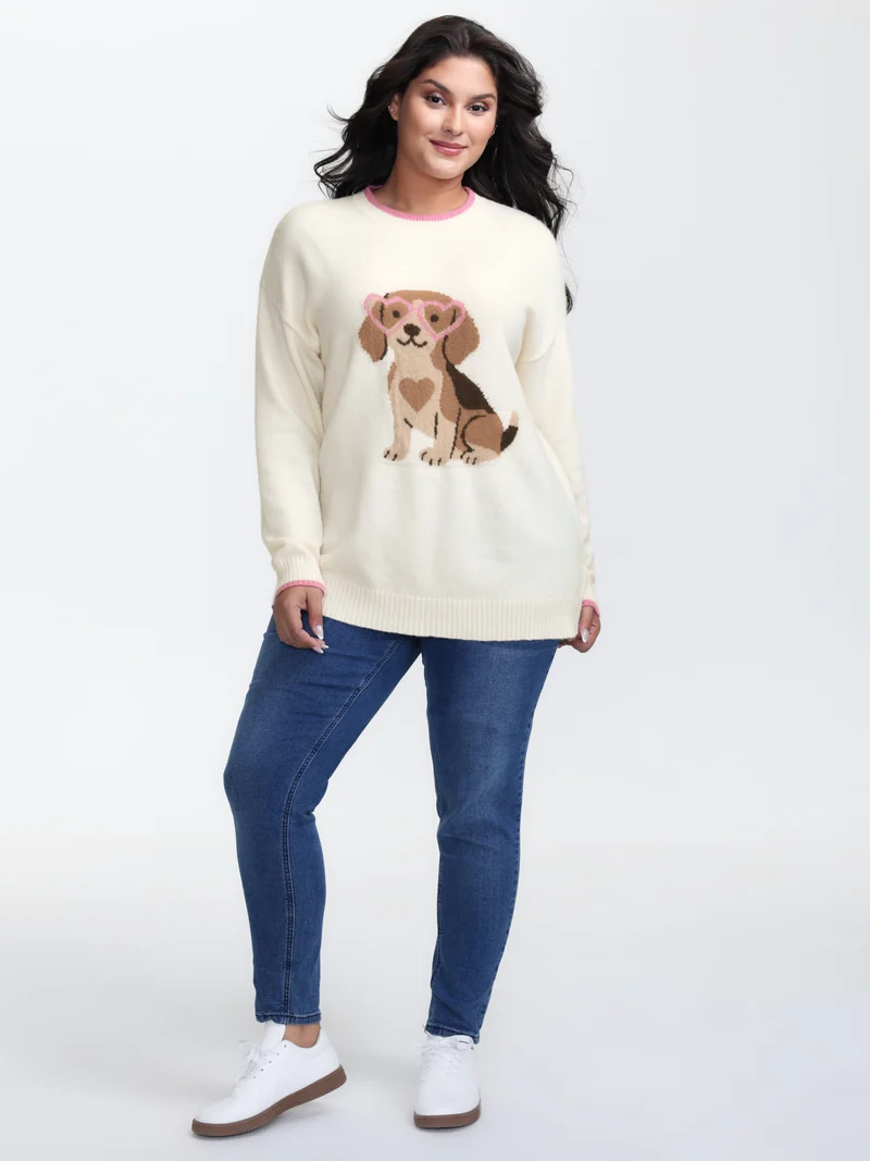 Cute Pet Pattern Jacquard Pullover