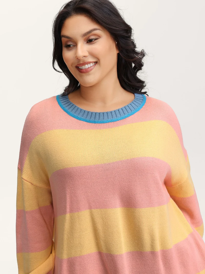 Colorblock Textured Flowy Fit Pullover