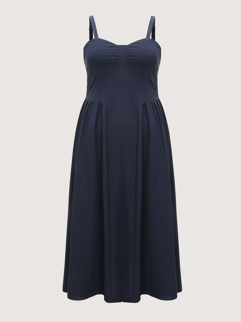 Pleated Side Skirt Sculpted Cami Maxi Dress