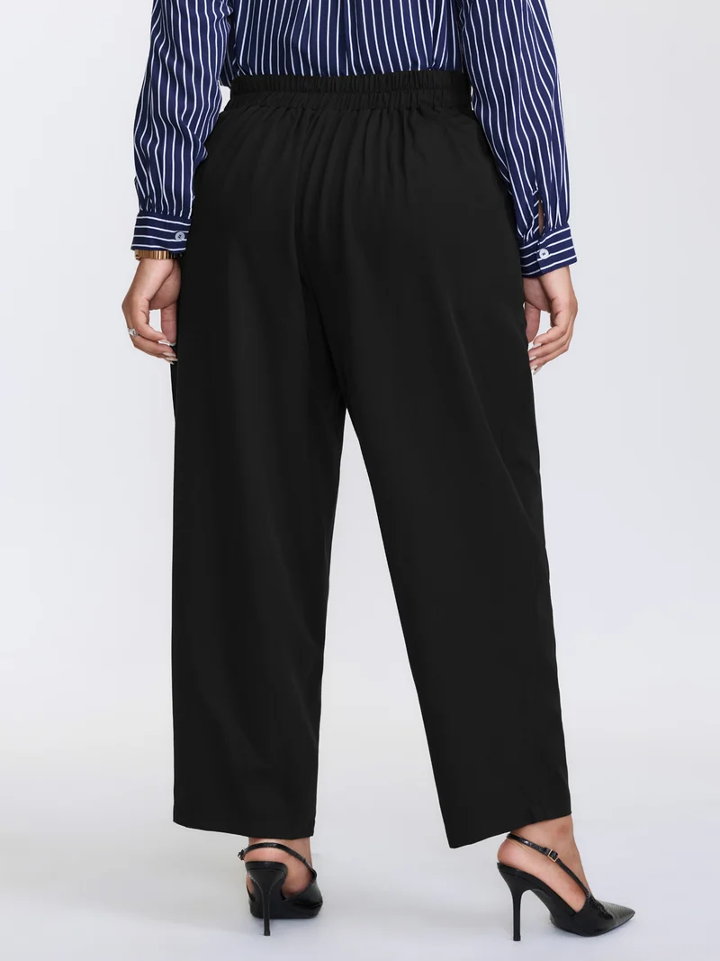 Metal Buckle Split Waistband Pants